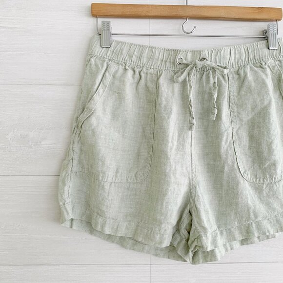C&C California -Pale green linen pull on shorts size M - Picture 2 of 5